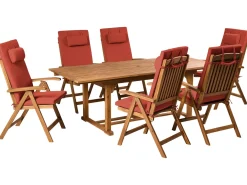 Set da pranzo da giardino 6 posti JAVA PREMIUM Legno d'acacia Rosso