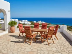 Set da pranzo da giardino 6 posti JAVA PREMIUM Legno d'acacia Rosso
