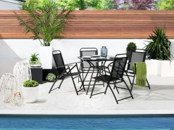 Set da pranzo da giardino 4 posti LIVO Metallo Nero
