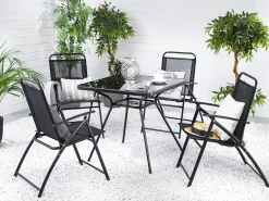 Set da pranzo da giardino 4 posti LIVO Metallo Nero