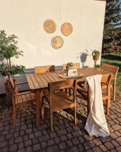 Set da pranzo da giardino 6 posti FORNELLI Legno d'acacia Marrone