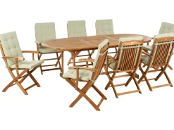 Set da pranzo da giardino 8 posti MAUI PREMIUM Legno d'acacia Verde chiaro