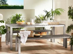 Set da pranzo da giardino con panche 6 posti NARDO Grigio