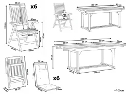 Set da pranzo da giardino 6 posti AMANTEA con cuscini Legno d'acacia Blu