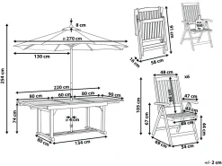 Set da pranzo da giardino 6 posti AMANTEA con Ombrellone Legno d'acacia Blu
