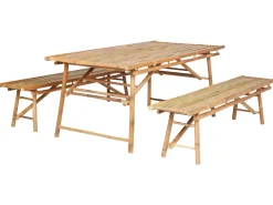 Set da pranzo da giardino 4 posti TINDARI Bambù Marrone chiaro