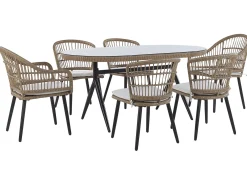 Set da pranzo da giardino 6 posti ALIANO II con cuscini Rattan sintetico (PE) Beige