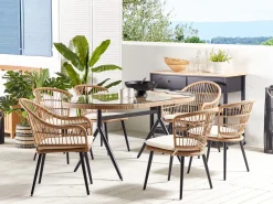 Set da pranzo da giardino 6 posti ALIANO II con cuscini Rattan sintetico (PE) Beige