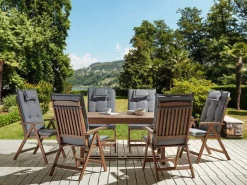 Set da pranzo da giardino 6 posti AMANTEA con cuscini Legno d'acacia Grigio