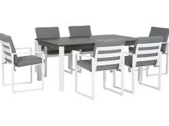 Set da pranzo da giardino 6 posti PANCOLE con cuscini Metallo Grigio