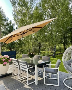 Set da pranzo da giardino 6 posti PANCOLE con cuscini Metallo Grigio