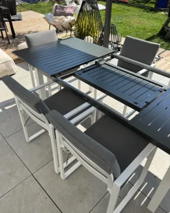 Set da pranzo da giardino 6 posti PANCOLE con cuscini Metallo Grigio