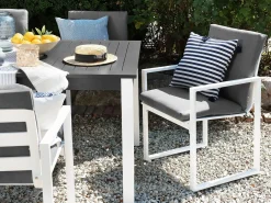 Set da pranzo da giardino 8 posti PANCOLE con cuscini Metallo Grigio