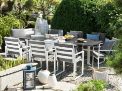 Set da pranzo da giardino 8 posti PANCOLE con cuscini Metallo Grigio