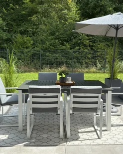 Set da pranzo da giardino 8 posti PANCOLE con cuscini Metallo Grigio
