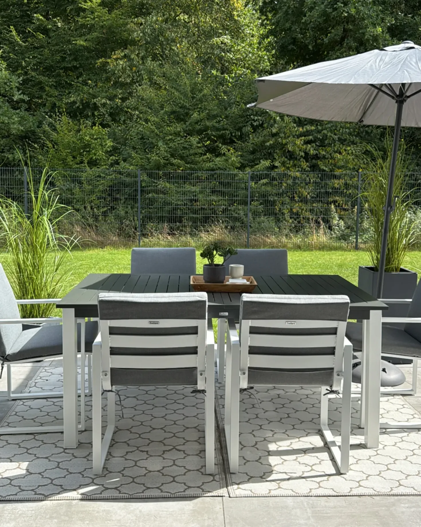 Set da pranzo da giardino 8 posti PANCOLE con cuscini Metallo Grigio