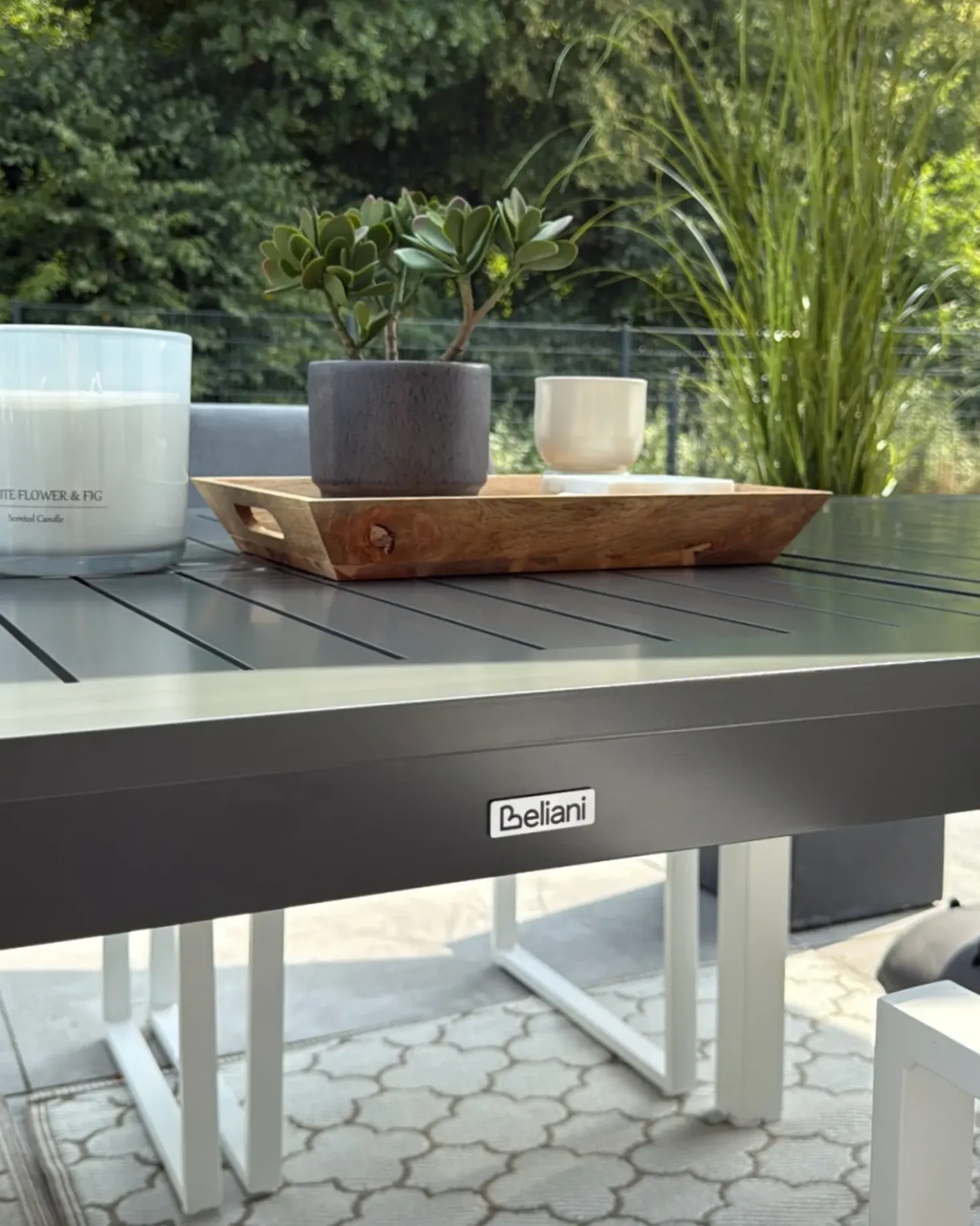 Set da pranzo da giardino 8 posti PANCOLE con cuscini Metallo Grigio