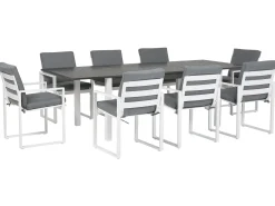Set da pranzo da giardino 8 posti PANCOLE con cuscini Metallo Grigio