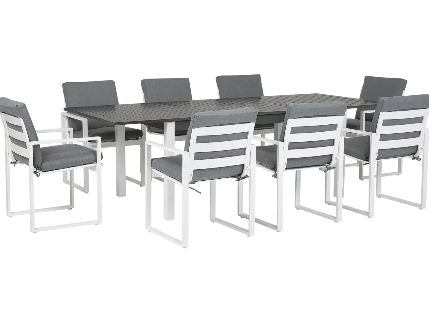 Set da pranzo da giardino 8 posti PANCOLE con cuscini Metallo Grigio