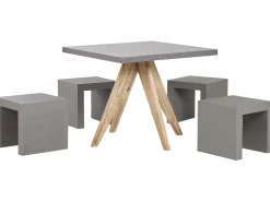 Set da pranzo da giardino con sgabelli 4 posti OLBIA/TARANTO Cemento Grigio