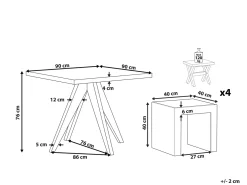 Set da pranzo da giardino con sgabelli 4 posti OLBIA/TARANTO Cemento Grigio