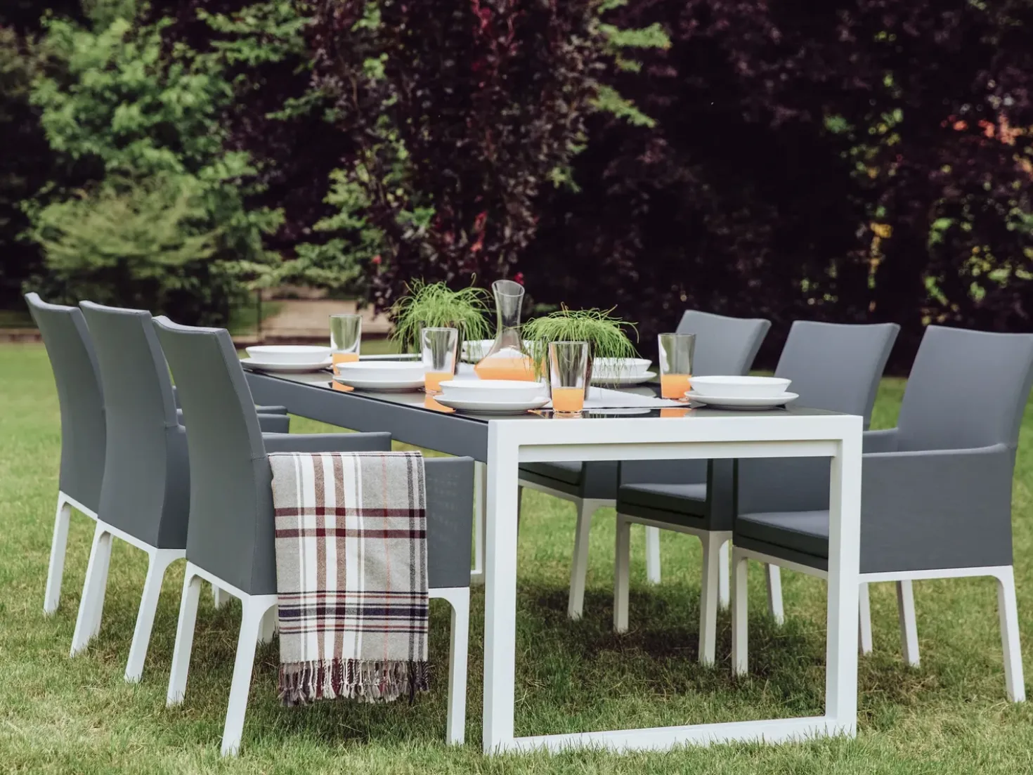 Set da pranzo da giardino 6 posti BACOLI con cuscini Metallo Grigio