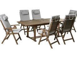 Set da pranzo da giardino 6 posti AMANTEA PREMIUM Legno d'acacia Grigio chiaro