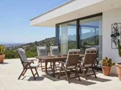 Set da pranzo da giardino 6 posti AMANTEA PREMIUM Legno d'acacia Grigio chiaro