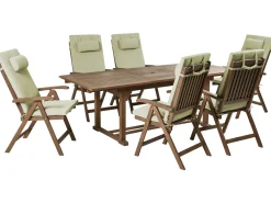 Set da pranzo da giardino 6 posti AMANTEA PREMIUM Legno d'acacia Verde