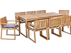 Set da pranzo da giardino 8 posti SASSARI II con cuscini Legno di acacia certificato Blu marino