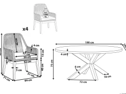 Set da pranzo da giardino 4 posti ORISTANO con cuscini Cemento Beige
