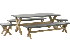 Set da pranzo da giardino con panche e sgabelli 8 posti OLBIA Cemento Grigio