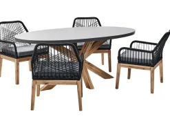 Set da pranzo da giardino 4 posti ORISTANO con cuscini Cemento Nero