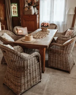 Set da pranzo da giardino 6 posti SUSUA/OLBIA con cuscini Cemento Marrone chiaro