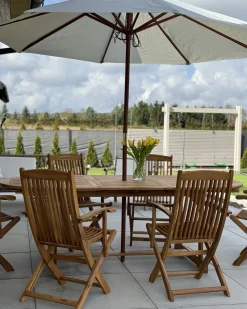 Set da pranzo da giardino 6 posti MAUI con Ombrellone (12 opzioni) Legno d'acacia Marrone chiaro