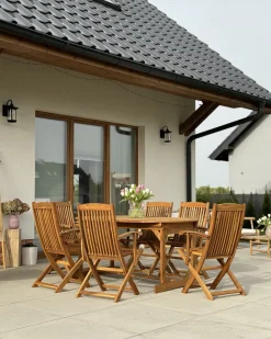 Set da pranzo da giardino 6 posti MAUI con Ombrellone (12 opzioni) Legno d'acacia Marrone chiaro