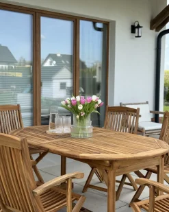 Set da pranzo da giardino 6 posti MAUI con Ombrellone (12 opzioni) Legno d'acacia Marrone chiaro