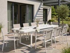 Set da pranzo da giardino 8 posti VALCANETTO/BUSSETO Metallo Grigio