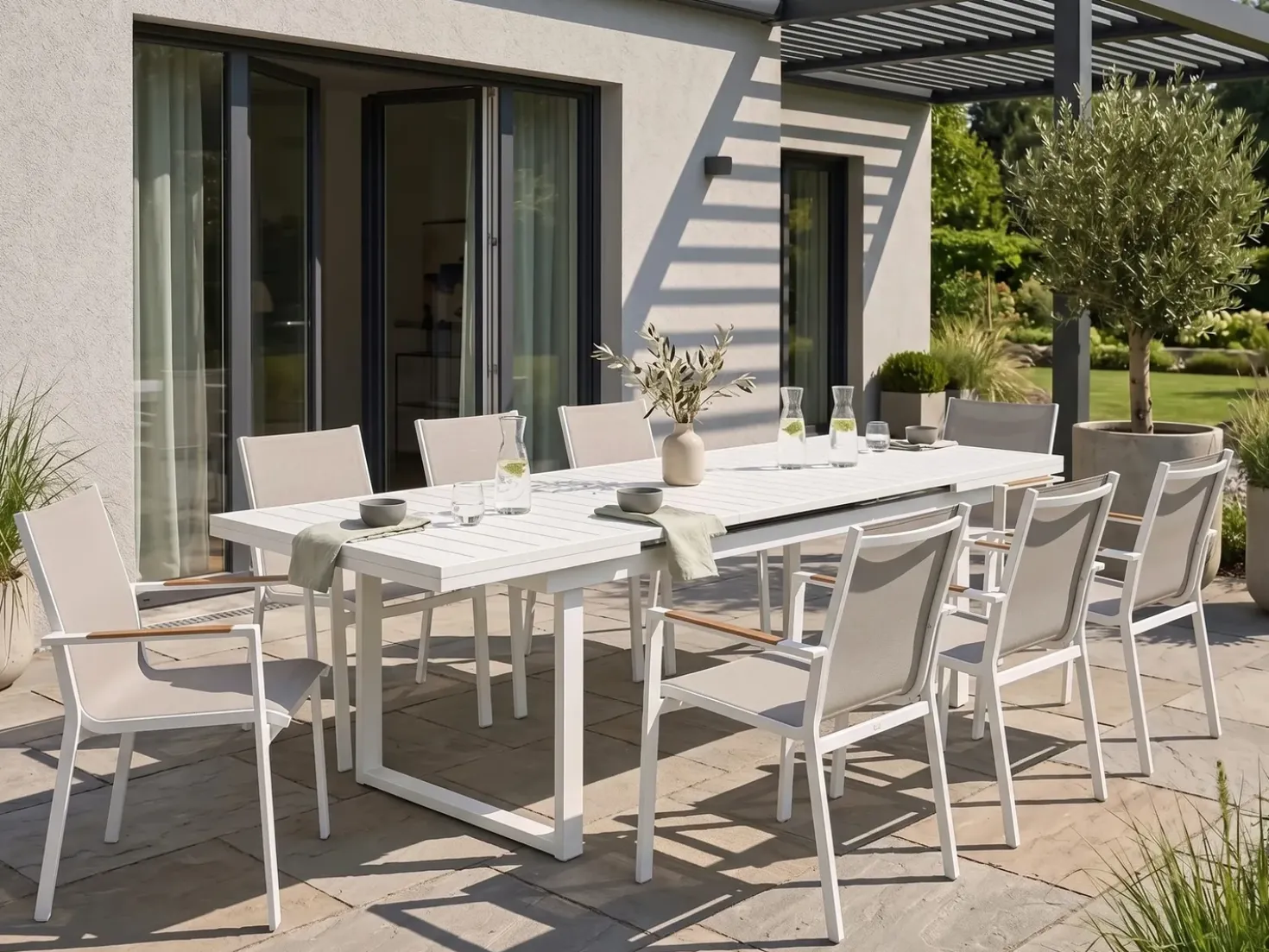 Set da pranzo da giardino 8 posti VALCANETTO/BUSSETO Metallo Grigio