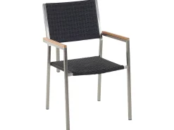 Set da pranzo da giardino 6 posti COSOLETO/GROSSETO Vetro temperato Effetto granito Nero