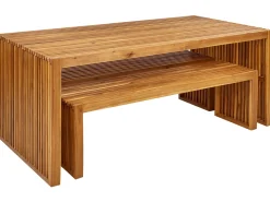 Set da pranzo da giardino con panche 6 posti SULZANO Legno d'acacia Marrone