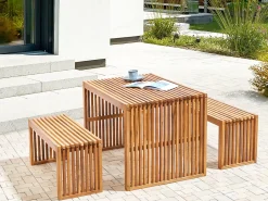 Set da pranzo da giardino con panche 6 posti SULZANO Legno d'acacia Marrone
