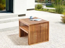 Set da pranzo da giardino con panche 6 posti SULZANO Legno d'acacia Marrone