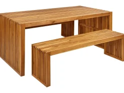 Set da pranzo da giardino con panche 6 posti SULZANO Legno d'acacia Marrone