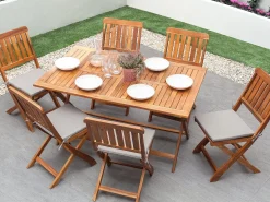 Set da pranzo da giardino 6 posti CENTO con cuscini Legno d'acacia Marrone