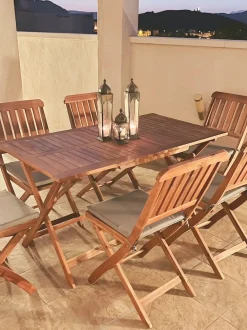 Set da pranzo da giardino 6 posti CENTO con cuscini Legno d'acacia Marrone