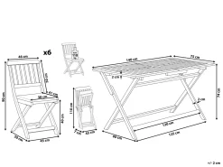 Set da pranzo da giardino 6 posti CENTO con cuscini Legno d'acacia Marrone