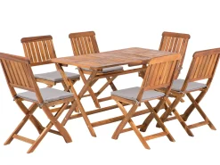 Set da pranzo da giardino 6 posti CENTO con cuscini Legno d'acacia Marrone