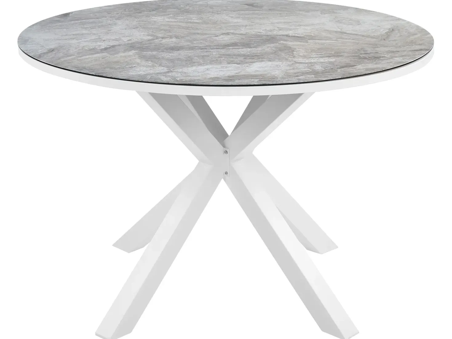 Set da pranzo da giardino 4 posti MALETTO/BUSSETO Metallo Effetto marmo Bianco