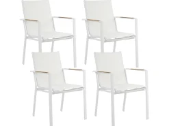 Set da pranzo da giardino 4 posti MALETTO/BUSSETO Metallo Effetto marmo Bianco